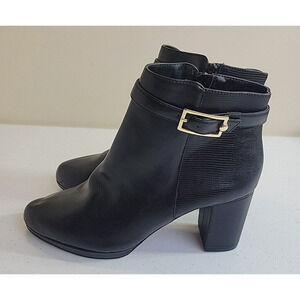 41 Hawthorn Black Ankle Boots with Gold Buckle